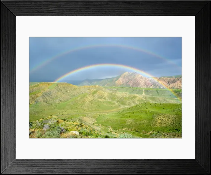 Framed Print : Rainbow over dramatic landscape, near Lanjazat, Ararat Province, Armenia Framed Print : Rainbow over dramatic landscape, near Lanjazat, Ararat Province, Armenia