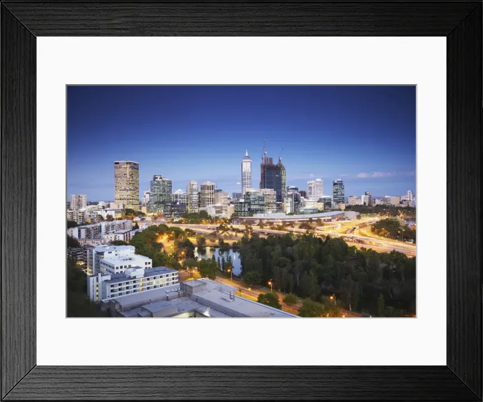 Framed Print : View of city skyline from Kings Park, Perth, Western Australia, Australia Framed Print : View of city skyline from Kings Park, Perth, Western Australia, Australia