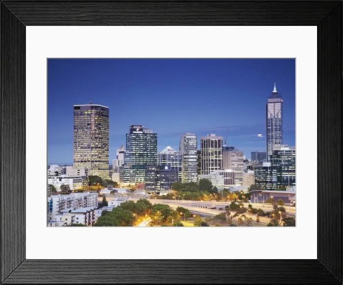 Framed Print : View of city skyline, Perth, Western Australia, Australia Framed Print : View of city skyline, Perth, Western Australia, Australia