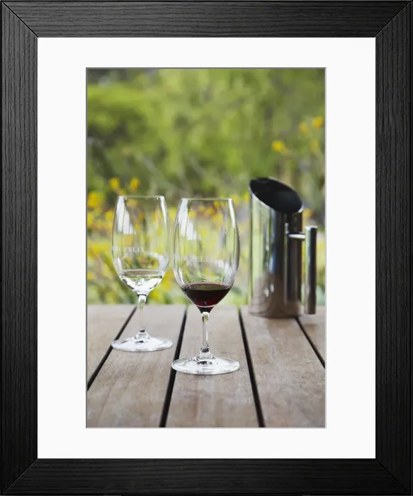 Framed Print : Glasses of wine at Vasse Felix winery, Margaret River, Western Australia, Australia