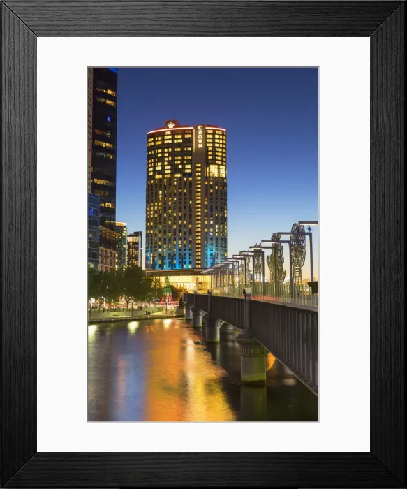 Framed Print : Crown Casino and Sandridge Bridge at dusk, Melbourne, Victoria, Australia Framed Print : Crown Casino and Sandridge Bridge at dusk, Melbourne, Victoria, Australia