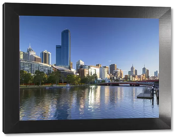 Rialto Towers and skyline along Yarra River, Melbourne, Victoria, Australia