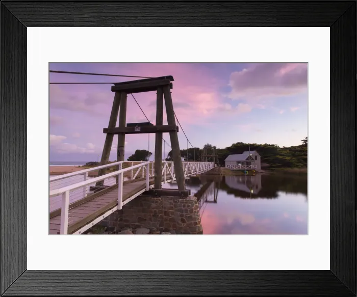 Framed Print : Footbridge across estuary, Lorne, Great Ocean Road, Victoria, Australia Framed Print : Footbridge across estuary, Lorne, Great Ocean Road, Victoria, Australia