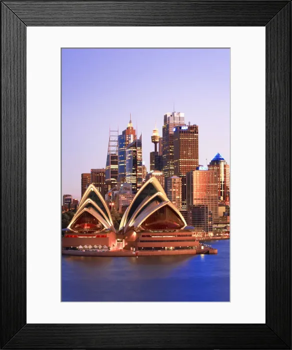 Framed Print : Australia, New South Wales, Sydney, Sydney Opera House, City Skyline at dusk