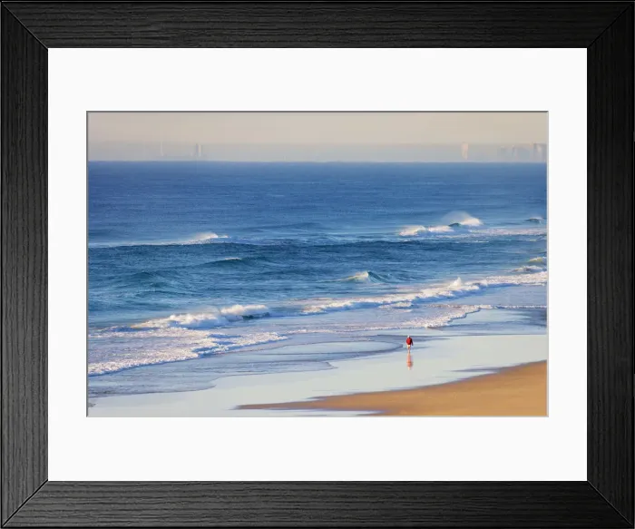 Framed Print : Australia, Queensland, Sunshine beach, man walking on beach Framed Print : Australia, Queensland, Sunshine beach, man walking on beach