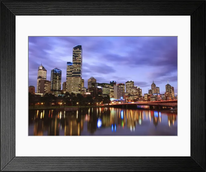 Framed Print : Australia, Victoria, Melbourne, City skline reflected in Yarra River Framed Print : Australia, Victoria, Melbourne, City skline reflected in Yarra River