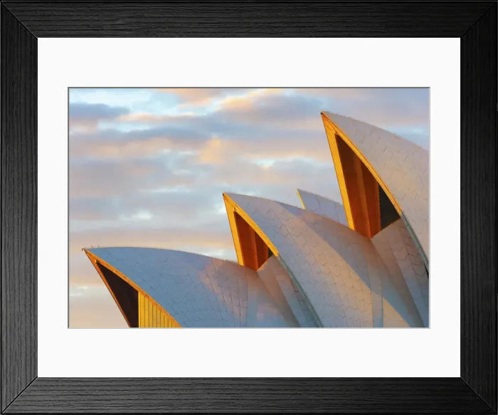 Framed Print : Australia, New South Wales, Sydney, Sydney Opera House, Close-up at sunrise Framed Print : Australia, New South Wales, Sydney, Sydney Opera House, Close-up at sunrise