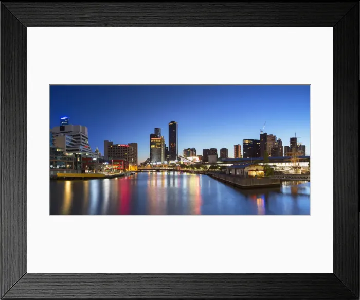 Framed Print : South Wharf skyline at dawn, Melbourne, Victoria, Australia Framed Print : South Wharf skyline at dawn, Melbourne, Victoria, Australia