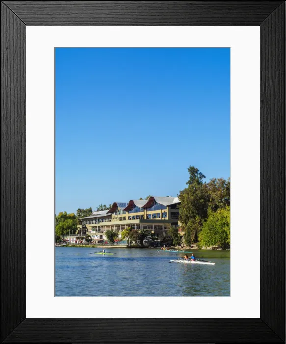 Framed Print : Kayakers on the lake, General San Martin Park, Mendoza, Argentina