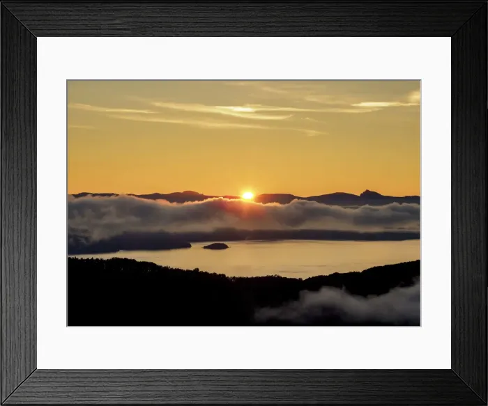 Framed Print : Sunrise over Nahuel Huapi Lake seen from Cerro Campanario, Nahuel Huapi National Park