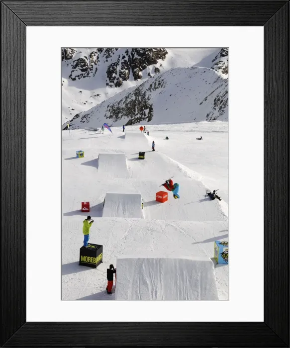 Framed Print : Snowboarder, Funpark, Stubai Glacier, Tyrol, Austria Framed Print : Snowboarder, Funpark, Stubai Glacier, Tyrol, Austria