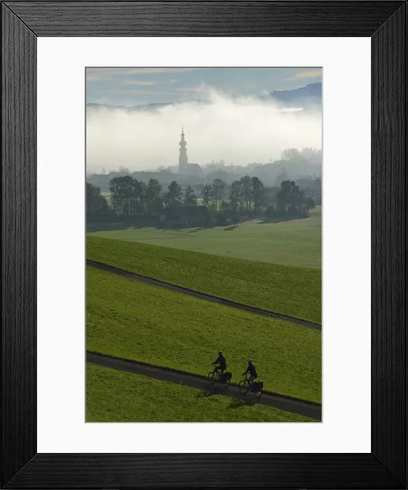 Framed Print : Electric cyclists at Tannberg, Kostendorf Wallersee, Salzburg Lake District, Salzburg Framed Print : Electric cyclists at Tannberg, Kostendorf Wallersee, Salzburg Lake District, Salzburg