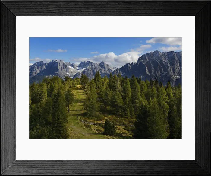 Framed Print : Hiking at the Hochsteinhütte, in the background the Carnic Dolomites, Upper Framed Print : Hiking at the Hochsteinhütte, in the background the Carnic Dolomites, Upper