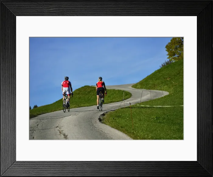 Framed Print : Road cyclists on electric bikes before Hohe Salve, Kelchsau, Kitzbuehler Alps, Tirol Framed Print : Road cyclists on electric bikes before Hohe Salve, Kelchsau, Kitzbuehler Alps, Tirol