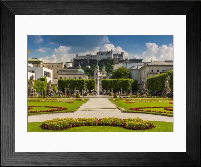 Framed Print : Mirabell gardens with Cathedral and Hohensalzburg castle in the background, Salzburg Framed Print : Mirabell gardens with Cathedral and Hohensalzburg castle in the background, Salzburg