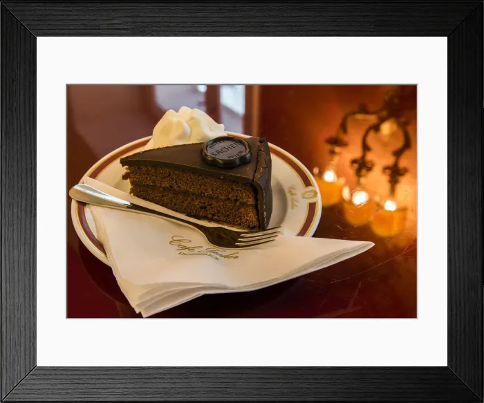 Framed Print : The original Sachertorte chocolate cake served at Cafe Sacher, Innsbruck, Tyrol, Austria Framed Print : The original Sachertorte chocolate cake served at Cafe Sacher, Innsbruck, Tyrol, Austria