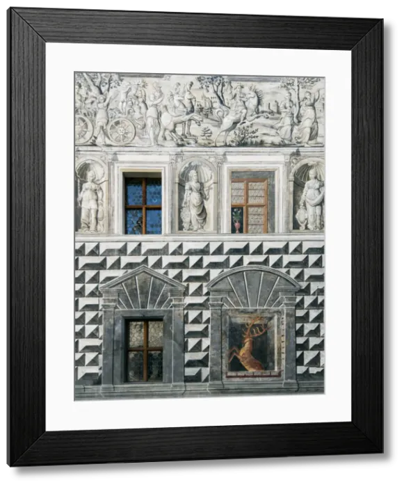Framed Print : Detail of the mural paintings adorning the Ambras Castle or Schloss Ambras, Innsbruck Framed Print : Detail of the mural paintings adorning the Ambras Castle or Schloss Ambras, Innsbruck
