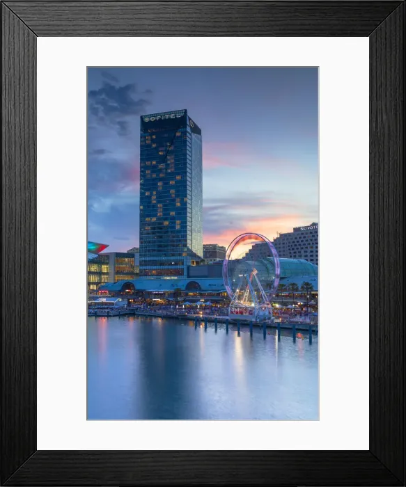 Framed Print : Sofitel Hotel and International Convention Centre at sunset, Darling Harbour, Sydney Framed Print : Sofitel Hotel and International Convention Centre at sunset, Darling Harbour, Sydney