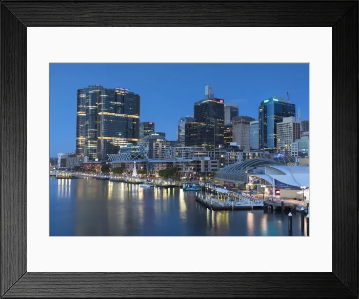 Framed Print : Darling Harbour at dusk, Sydney, New South Wales, Australia