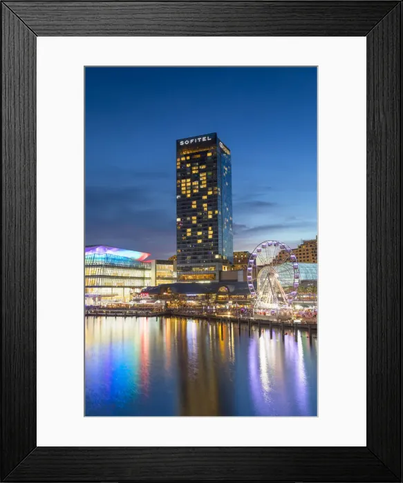 Framed Print : Sofitel Hotel and International Convention Centre at dusk, Darling Harbour, Sydney Framed Print : Sofitel Hotel and International Convention Centre at dusk, Darling Harbour, Sydney