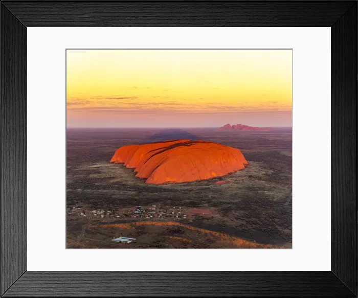 Framed Print : Uluru and Kata Tjuta at sunrise, Aerial view. Northern Territory, Australia Framed Print : Uluru and Kata Tjuta at sunrise, Aerial view. Northern Territory, Australia