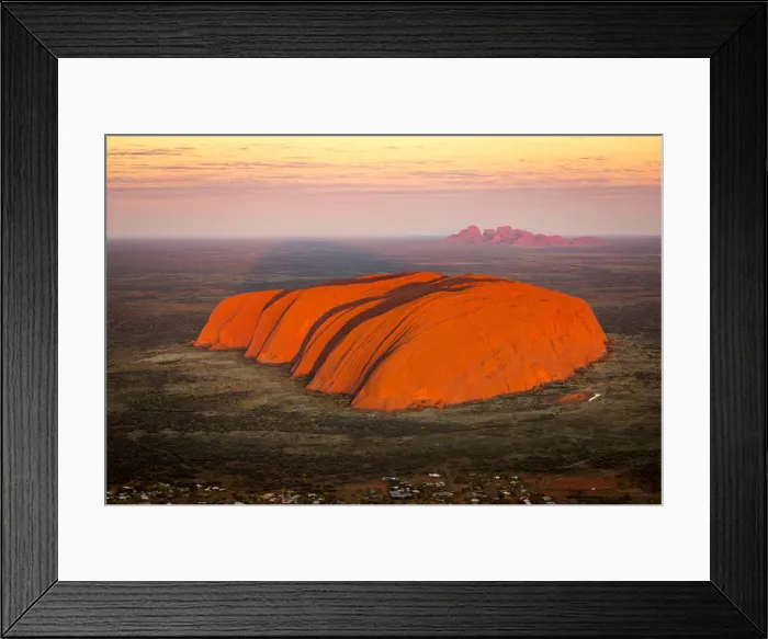 Framed Print : Uluru and Kata Tjuta at sunrise, Aerial view. Northern Territory, Australia Framed Print : Uluru and Kata Tjuta at sunrise, Aerial view. Northern Territory, Australia