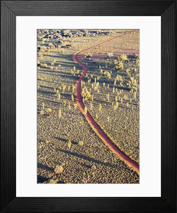 Framed Print : Australian Outback, red sand road from above Framed Print : Australian Outback, red sand road from above