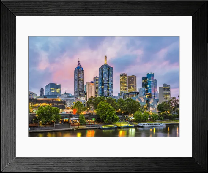 Framed Print : Melbourne, Victoria, Australia. Cityscape at dusk Framed Print : Melbourne, Victoria, Australia. Cityscape at dusk