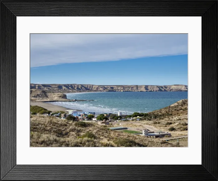 Framed Print : Puerto Piramides, elevated view, Valdes Peninsula, UNESCO World Heritage Site, Chubut Framed Print : Puerto Piramides, elevated view, Valdes Peninsula, UNESCO World Heritage Site, Chubut