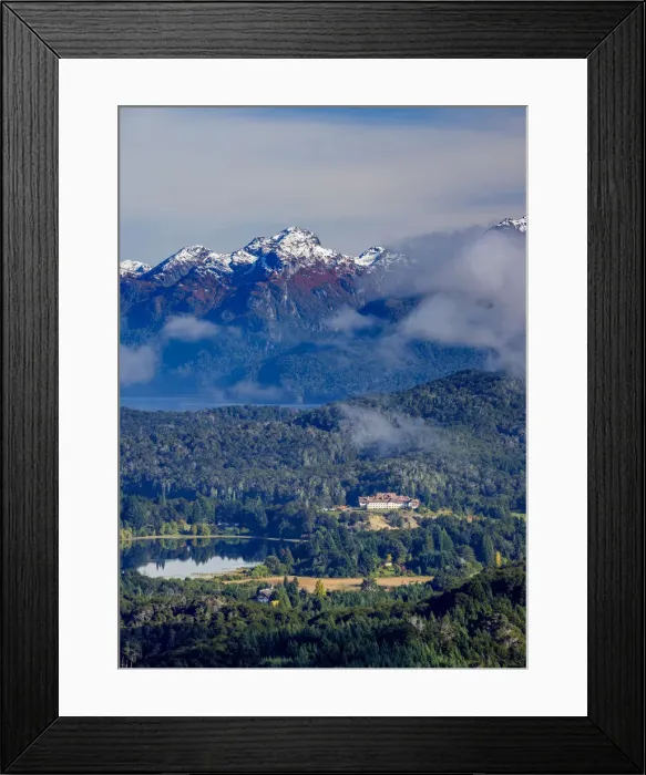 Framed Print : Perito Moreno Lake and Llao Llao Hotel seen from Cerro Campanario, Nahuel Huapi National Framed Print : Perito Moreno Lake and Llao Llao Hotel seen from Cerro Campanario, Nahuel Huapi National
