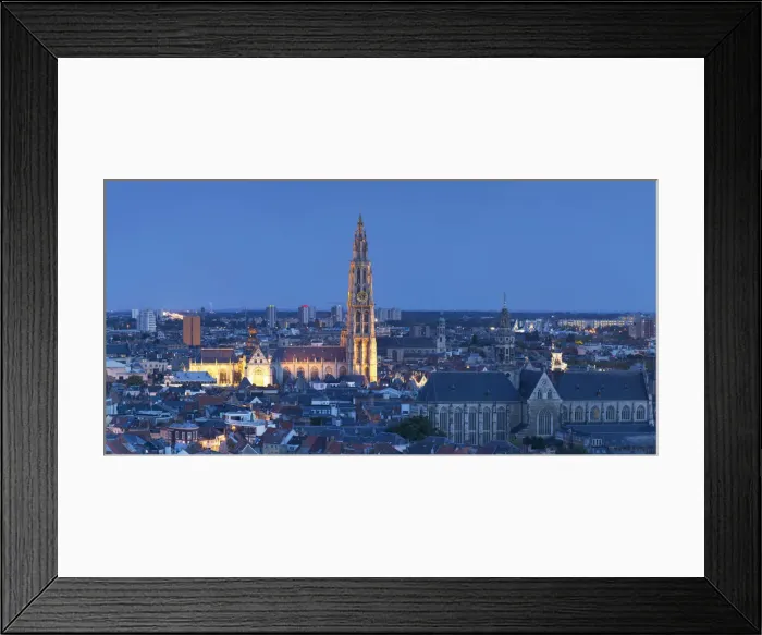 Framed Print : Onze-Lieve-Vrouwe Cathedral at dusk, Antwerp, Flanders, Belgium Framed Print : Onze-Lieve-Vrouwe Cathedral at dusk, Antwerp, Flanders, Belgium