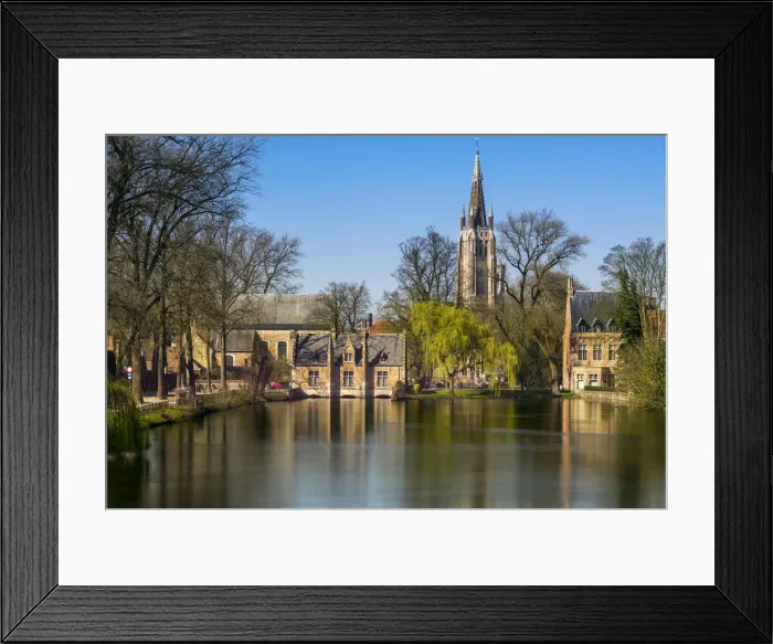 Framed Print : Picturesque view of the old town with belfry of Church of Our Lady in Bruges in Framed Print : Picturesque view of the old town with belfry of Church of Our Lady in Bruges in