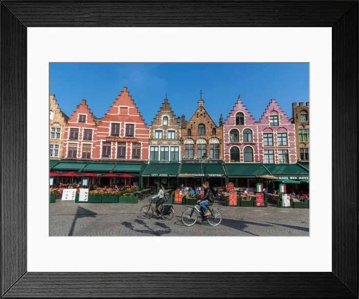 Framed Print : Tourists biking in Markt or Market Square, Bruges, West Flanders, Belgium Framed Print : Tourists biking in Markt or Market Square, Bruges, West Flanders, Belgium