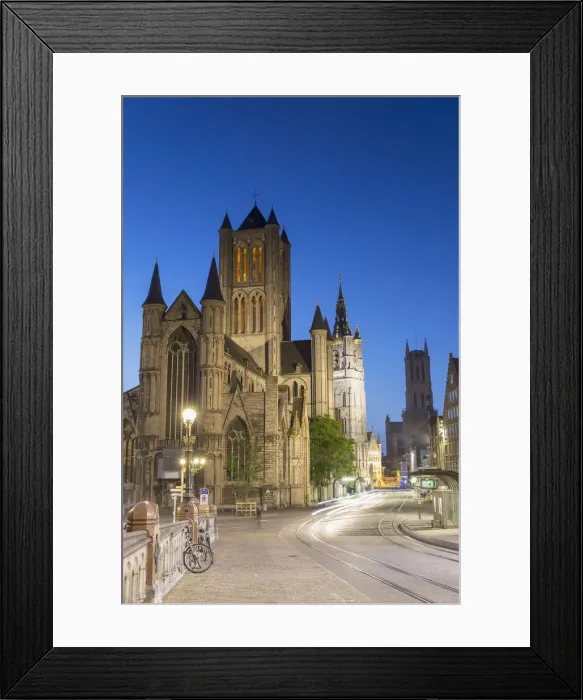 Framed Print : St Nicholas Church at dusk, Ghent, Flanders, Belgium Framed Print : St Nicholas Church at dusk, Ghent, Flanders, Belgium
