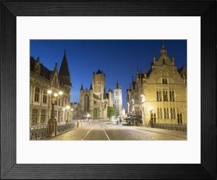 Framed Print : St Nicholas Church at dusk, Ghent, Flanders, Belgium Framed Print : St Nicholas Church at dusk, Ghent, Flanders, Belgium