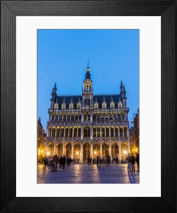 Framed Print : Night view of Maison du Roi building, Grand Place, Brussels, Belgium