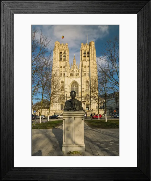 Framed Print : Statue of King Baudouin of Belgium and Cathedral of St. Michael and St. Gudula, Brussels Framed Print : Statue of King Baudouin of Belgium and Cathedral of St. Michael and St. Gudula, Brussels