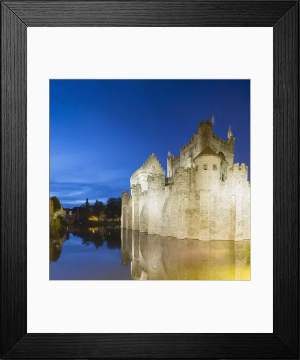 Framed Print : Gravensteen (Castle of the Counts) at dusk, Ghent, Flanders, Belgium Framed Print : Gravensteen (Castle of the Counts) at dusk, Ghent, Flanders, Belgium