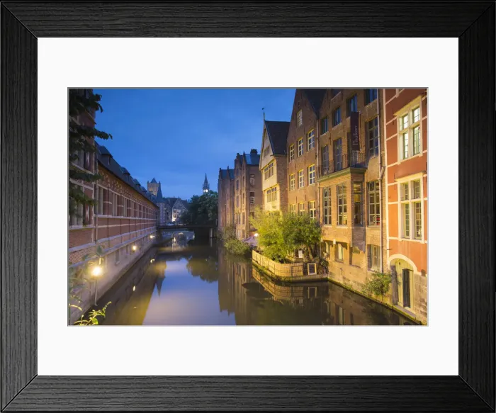 Framed Print : Lieve Canal at dusk, Ghent, Flanders, Belgium Framed Print : Lieve Canal at dusk, Ghent, Flanders, Belgium