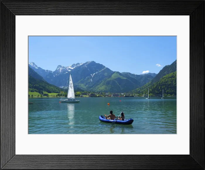 Framed Print : Canoeing on Lake Achensee, Tyrol, Austria, Europe Framed Print : Canoeing on Lake Achensee, Tyrol, Austria, Europe