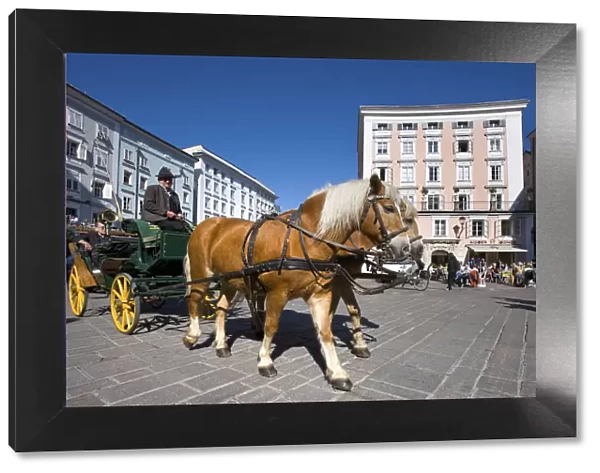 Horse carriage, Fiaker, old market, Salzburg, Salzburg state, Austria