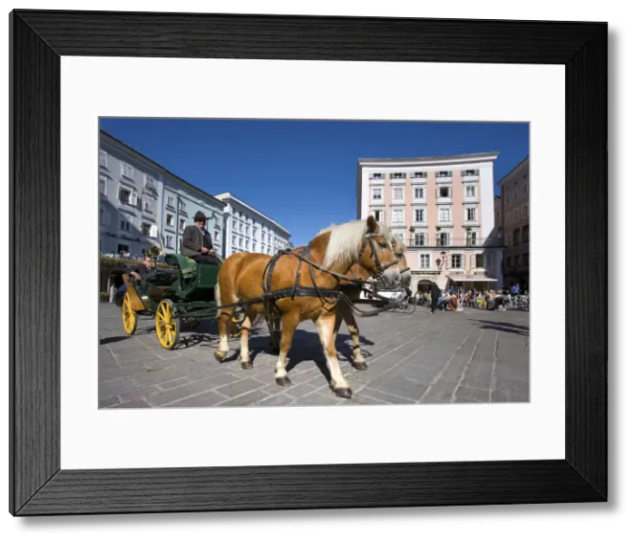 Framed Print : Horse carriage, Fiaker, old market, Salzburg, Salzburg state, Austria
