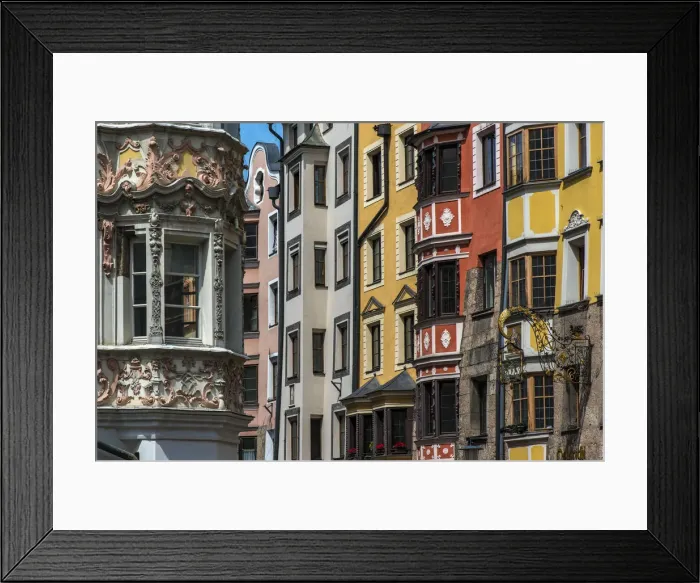 Framed Print : Colorful buildings in the old town, Innsbruck, Tyrol, Austria Framed Print : Colorful buildings in the old town, Innsbruck, Tyrol, Austria