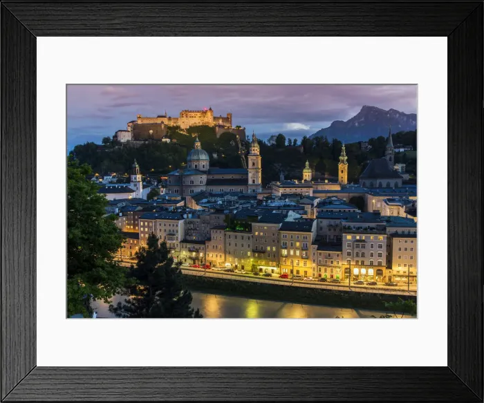 Framed Print : City skyline at dusk, Salzburg, Austria Framed Print : City skyline at dusk, Salzburg, Austria