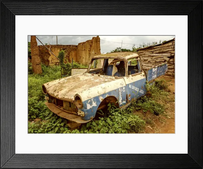 Framed Print : Africa, Benin, Ketou. A broken car at the outskirts of Ketou Framed Print : Africa, Benin, Ketou. A broken car at the outskirts of Ketou