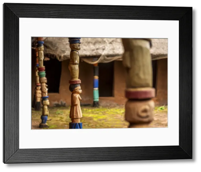 Framed Print : Africa, Benin, Ketou. wooden sculptures at the museum of Akaba Idena, famous for Framed Print : Africa, Benin, Ketou. wooden sculptures at the museum of Akaba Idena, famous for