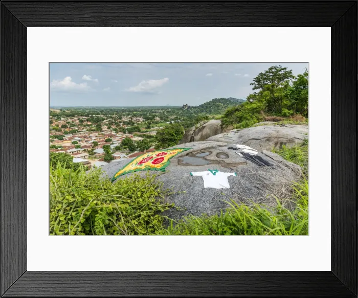 Framed Print : Africa, Benin, Dassa. Laundry on the Dassa hill overlooking the town Framed Print : Africa, Benin, Dassa. Laundry on the Dassa hill overlooking the town