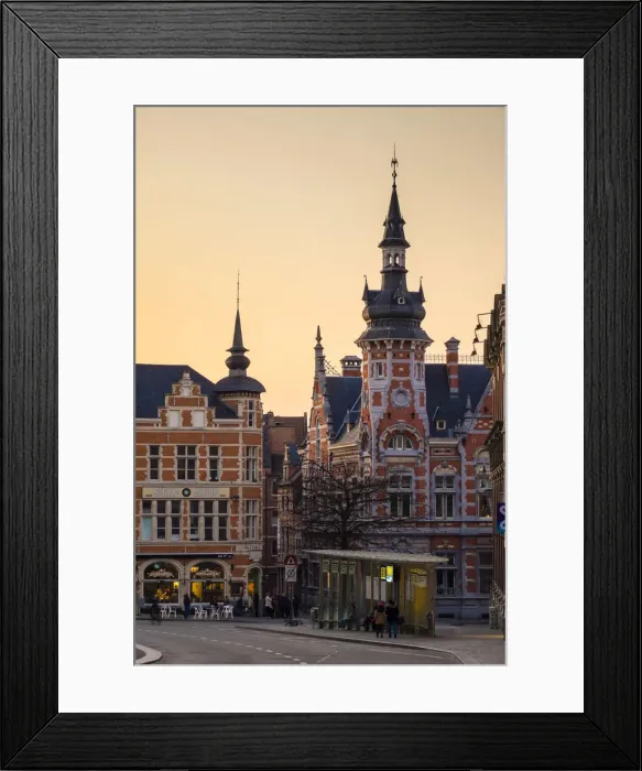 Framed Print : Buildings on Margarethaplein at dusk, Leuven, Flemish Brabant, Flanders, Belgium Framed Print : Buildings on Margarethaplein at dusk, Leuven, Flemish Brabant, Flanders, Belgium