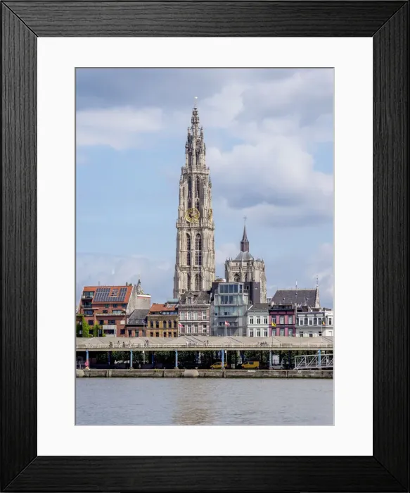 Framed Print : View over River Scheldt towards Cathedral of Our Lady, Antwerp, Belgium Framed Print : View over River Scheldt towards Cathedral of Our Lady, Antwerp, Belgium