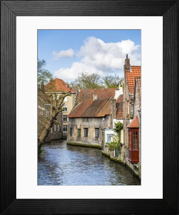 Framed Print : Canalside houses in Bruges, Belgium, Europe Framed Print : Canalside houses in Bruges, Belgium, Europe